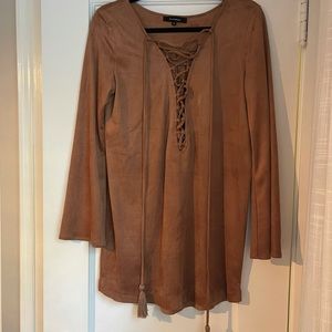 Faux Suede Olivaceous Dress